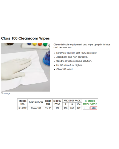 Class 100 Wipers Clanroom (5 Pack of 150 wipes)